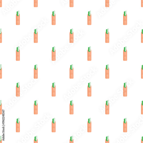 Pattern featuring fingers with vibrant green painted manicure on a white background