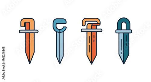 Tent stakes Line art vector clean abstract pattern