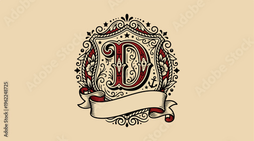 Decorative Letter D Emblem.