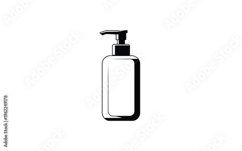 A minimalist vector illustration of a hand sanitizer bottle with a pump dispenser