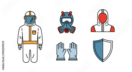 Protective Suit Line art simple minimal shapes vector