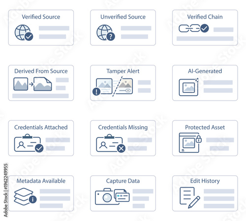 Content credentials and provenance UI status cards