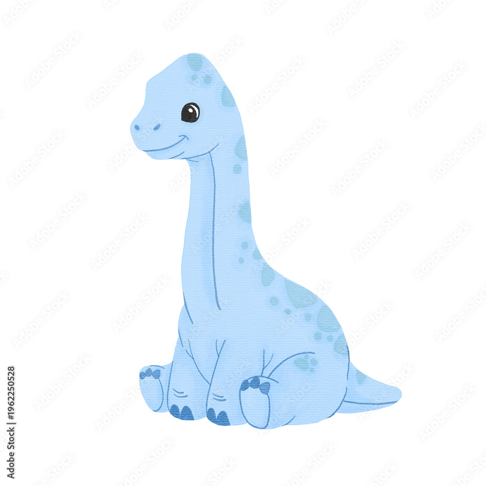Obraz premium A cute cartoon illustration of a blue Dinosaur
