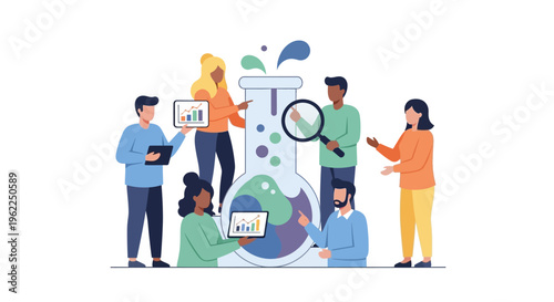 Collaborative Team Analyzing Data and Innovating in Science and Business
