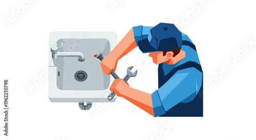 A man fixing a washing machine.