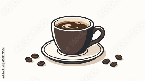 Brown Coffee Cup on White Saucer.