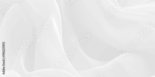 A luxury white silk and satin fabric background features a soft flowing wave texture with smooth light curves for a wedding textile backdrop or fashion wallpaper design