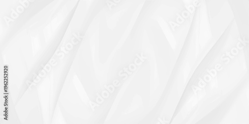 A luxury white silk and satin fabric background features a soft flowing wave texture with smooth light curves for a wedding textile backdrop or fashion wallpaper design