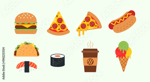 A variety of popular fast food items.