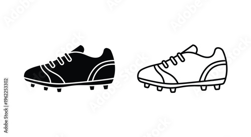 Black and white illustration of a soccer cleat or football boot