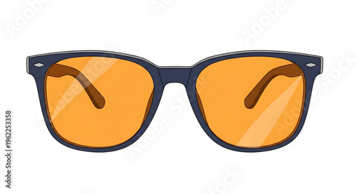 A pair of stylish sunglasses with orange lenses and black frames, perfect for fashion and eye protection