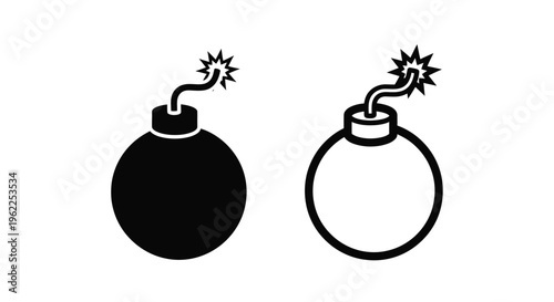 Two black bomb icons with lit fuses one solid and one outlined