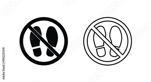 No footwear allowed two variations of a prohibition sign with footprints