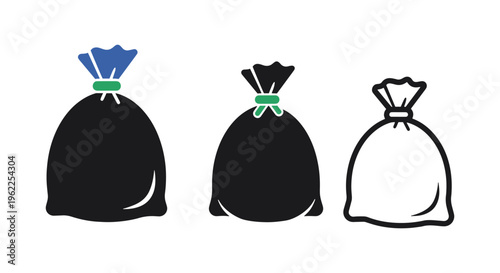 Trash bag Line art vector set modern colorful abstract