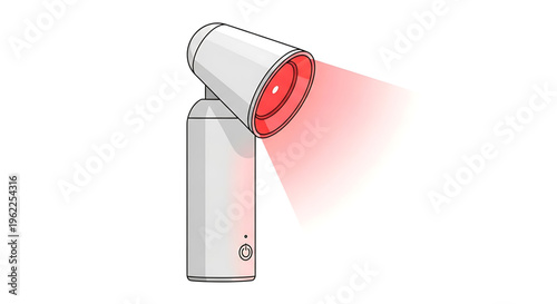 A modern illustration of a facial sprayer with a sleek design and red light