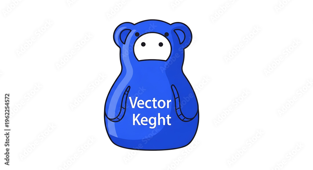 Fototapeta premium A blue cartoon bear with a white face and the words 'Vector Keght' on its body, designed as a modern vector graphic illustration.