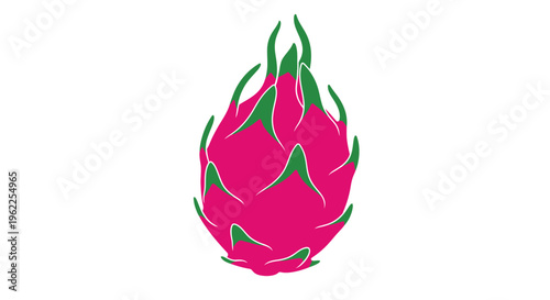 A vibrant illustration of a pink dragon fruit with green scales