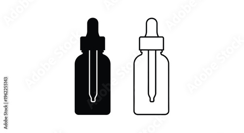 Two dropper bottles one filled and one outline shown side by side