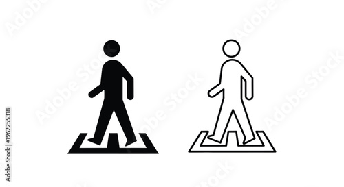 Pedestrian crossing symbols a filled and outlined representation