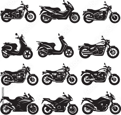 Motorcycle Riders, Bikers, Black and white, Silhouette