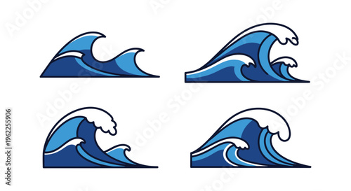 Tsunami Wave Line art vector simple colorful pattern