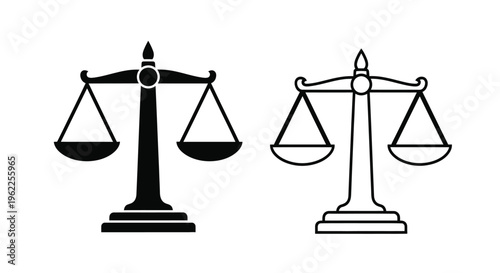 Scales of justice a black and white illustration of balance