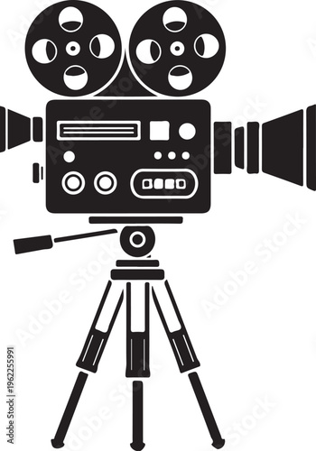 Movie camera vector icon, isolated object on white background
