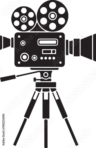 Movie camera vector icon, isolated object on white background