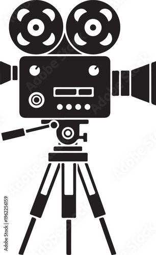 Movie camera vector icon, isolated object on white background