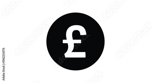 A simple black circle containing a white british pound symbol