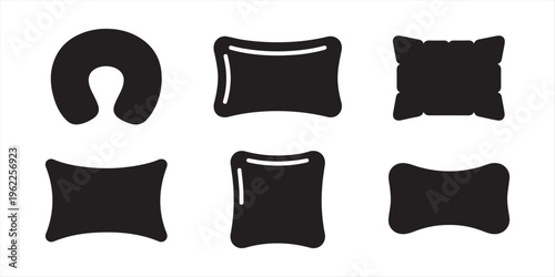 Black silhouette of a travel pillow offering support and relaxation during travel. 