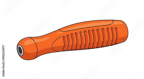 A vibrant orange vector graphic of a tool handle with ridges and a hole