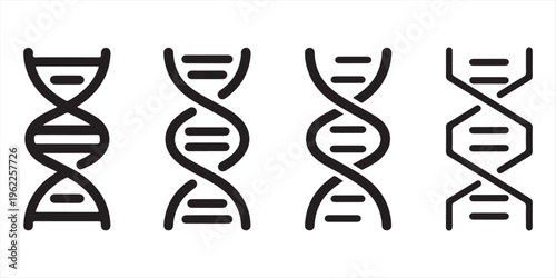 Solid silhouette vector DNA strand, genetic helix spiral, biotechnology science icon, biological genome structure, medical research hereditary code illustration, chromosome sequence
