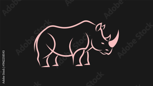 Pink rhino silhouette on black background