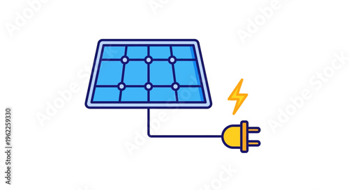 Illustration depicting a solar panel generating clean energy for a sustainable future