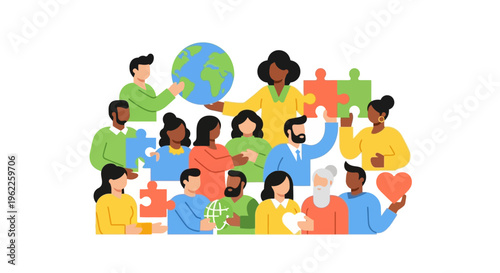 Diverse Global Community: People Uniting, Collaborating, and Connecting for Teamwork, Inclusion, and Social Responsibility