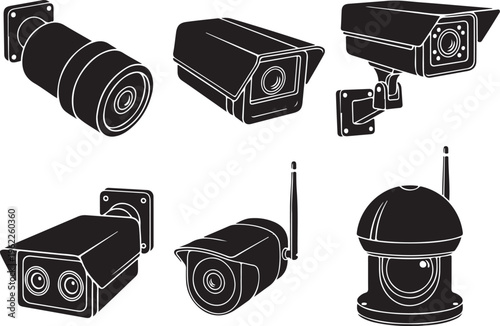 Observation CCTV camera icon set. Surveillance camera. 2