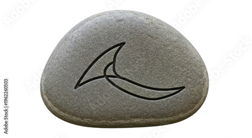 Abstract illustration of a carved symbol on a stone with smooth, textured surface