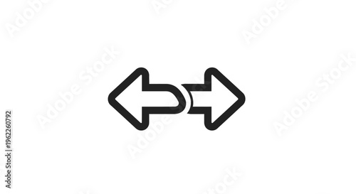 Interlocked arrow glyph signifying exchange, interaction, and reciprocation within a system