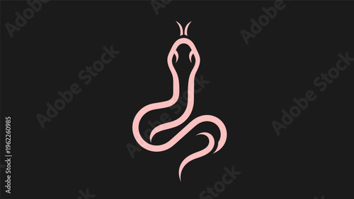 Pink snake silhouette on black background