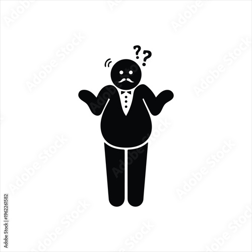 Confused businessman with question marks
