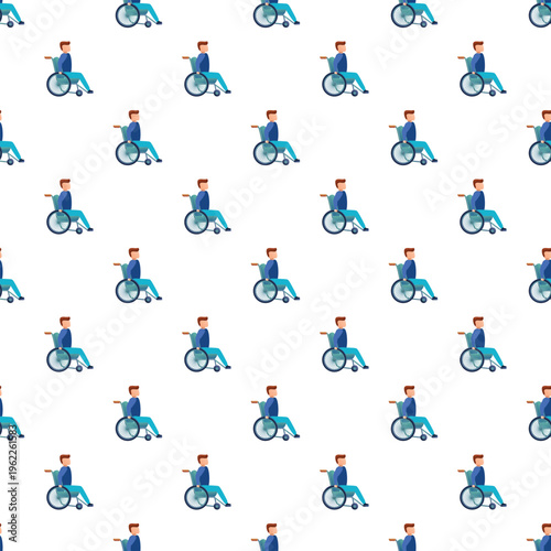 Man in a wheelchair creating a seamless pattern symbolizing disability and accessibility