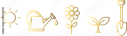 Golden gardening icons