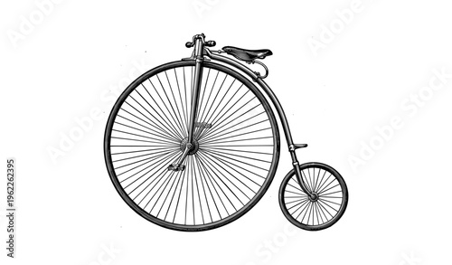 Vintage penny-farthing bicycle illustration with large front wheel