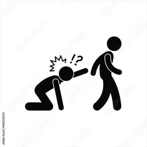 Stick figure pointing and questioning