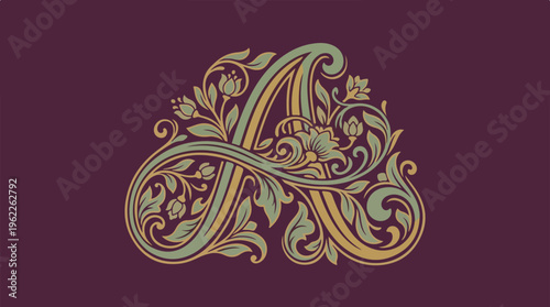 Large Letter A Ornate Design.