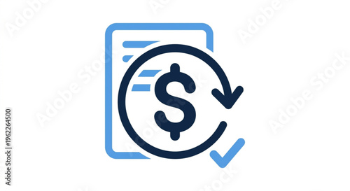 Tax Refund Icon with Currency Symbol and Return Arrow for Financial and Accounting Systems
