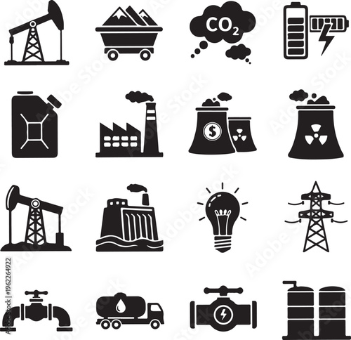 Oil and energy icon set