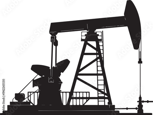 Oil pump jack or petrol pumpjack flat vector icon for gasoline apps and websites