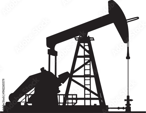 Oil pump jack or petrol pumpjack flat vector icon for gasoline apps and websites